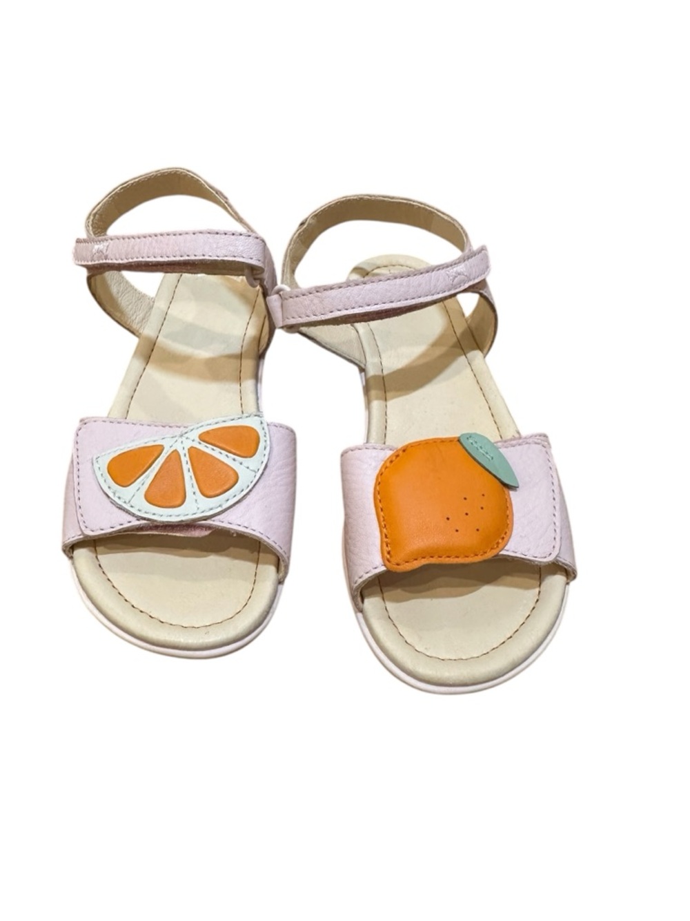 Camper Twins Girls Pink Sandals with‎ Orange Fruit Appliqués Size 32EU, US13